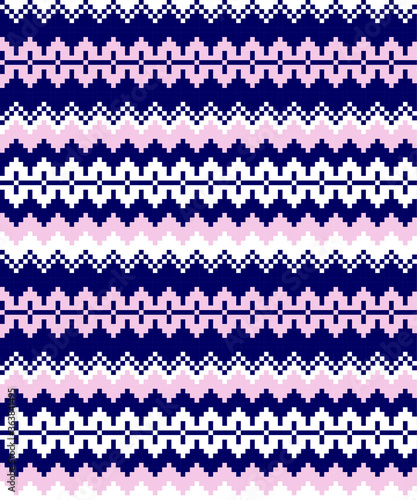 Pink Navy Christmas fair isle pattern background for fashion textiles, knitwear and graphics