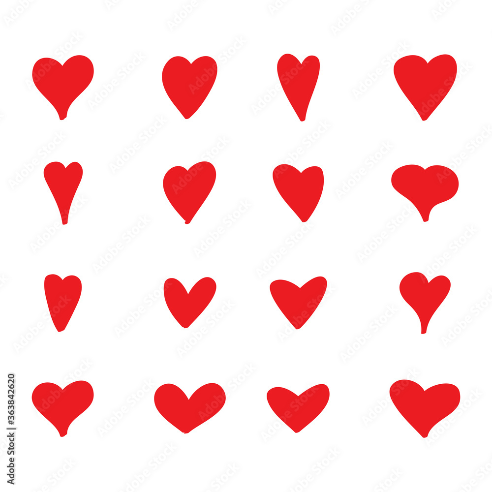 Red heart vector shape. Love icons set isolated on white background. Collection of flat heart icons for web site, love symbol, icon shape,greeting card and Valentine's day. Vector illustration concept Red heart vector shape. Love icons set isolated on white background. Collection of flat heart icons for web site, love symbol, icon shape,greeting card and Valentine's day. Vector illustration concept