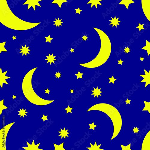 moon and star seamless pattern