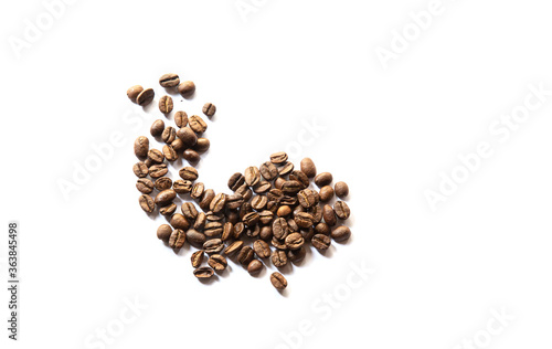 top viewe coffee beans isolated white bacgrounds photo