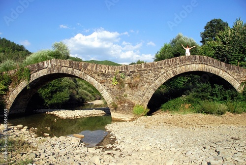 The traditional two-arched stone-made bridge Tou Milou at Kipoi village, one of the 45 villages known as Zagoria or Zagorochoria in Epirus region of southwestern Greece, August 9 2010.
