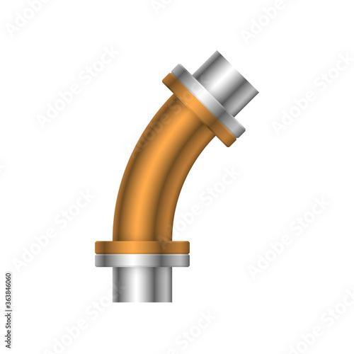 Pipe vector. Made from steel or metal connection by flange fitting fixing by screw and bolt. Part for pipeline construction to transportation oil and gas in industry, water in plumbing and irrigation.
