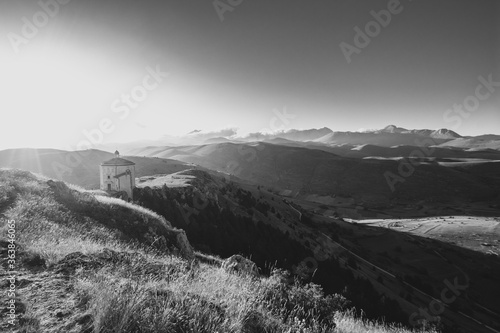 Black and white italian mountain landscape