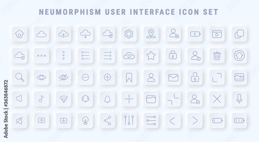 Modern neumorphism User Interface icon set Modern neumorphism User Interface icon set