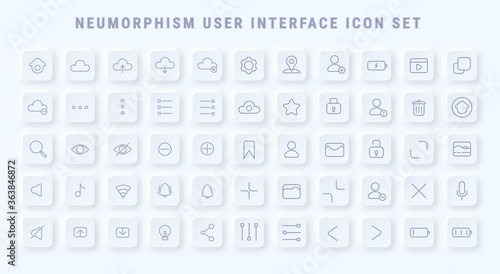 Modern neumorphism User Interface icon set 