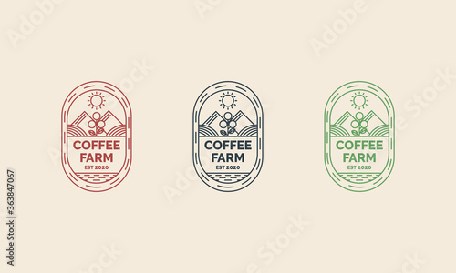 vector illustration line art coffe farm logo template.