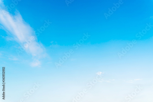 Blue sky with white cloud. Beautiful sky background and wallpaper. Clear day and good weather in the evening. bright,Thailand-Malaysia border.