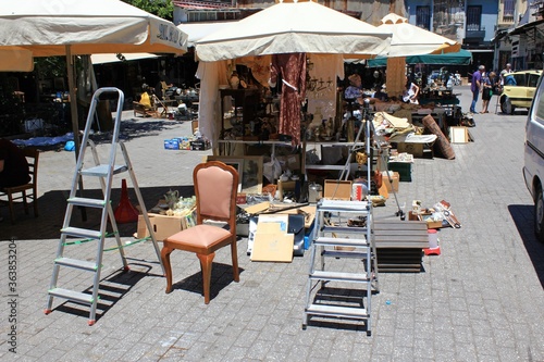 Fényképezés Greece, Athens, June 28 2020 - Store with souvenirs and vintage items for sale in Monastiraki district