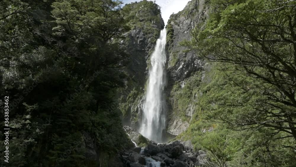 Beautiful Waterfall in New Zealand Handheld Beautiful Waterfall in New Zealand Handheld