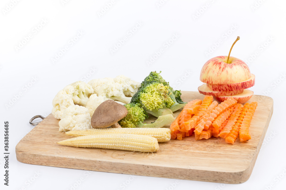 fruits and vegetables on a white background fruits and vegetables on a white background