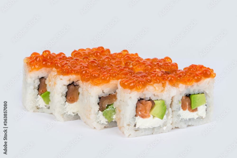 Sushi shot on a white background side view Sushi shot on a white background side view