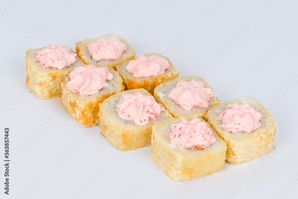 Sushi shot on a white background side view Sushi shot on a white background side view