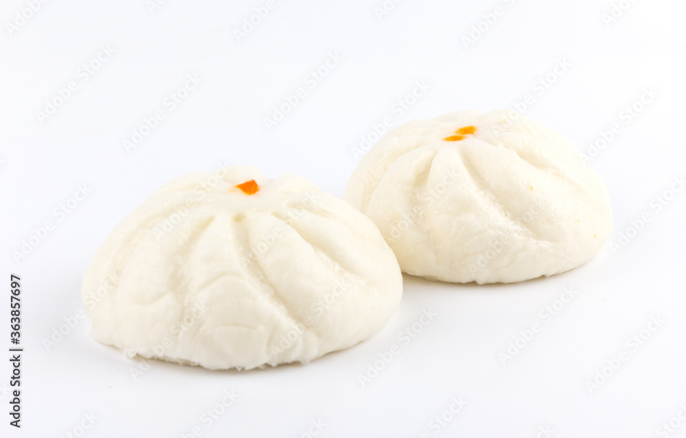 steamed stuff bun on white background
