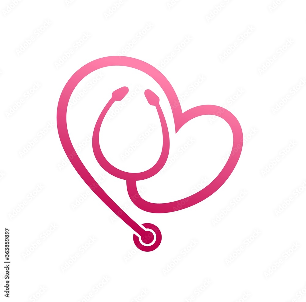 Heart and stethoscope logo design Heart and stethoscope logo design