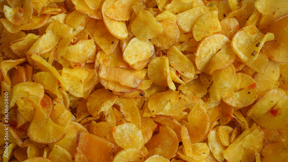 cassava chips close up cassava chips close up