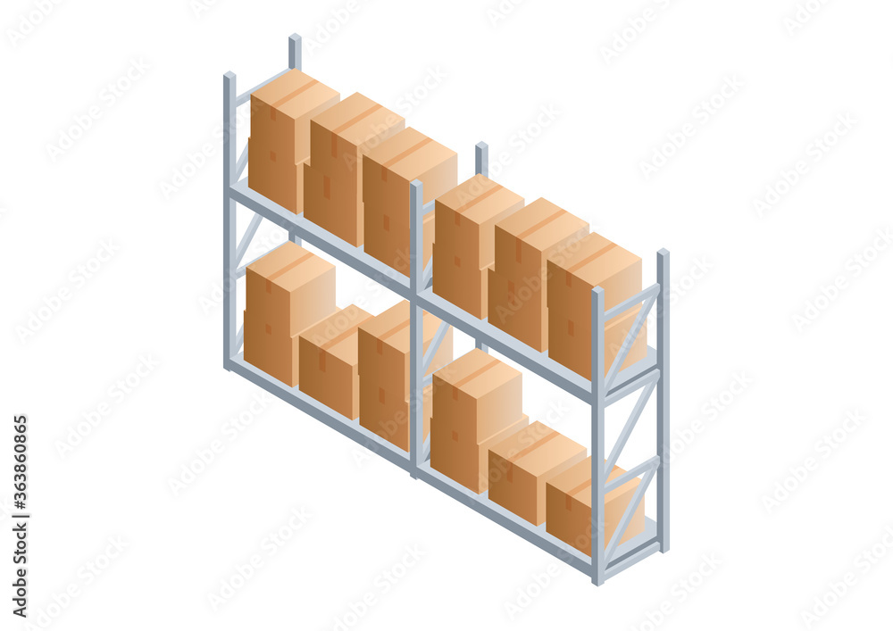 Storage Rack in Warehouse isometric Illustration Storage Rack in Warehouse isometric Illustration