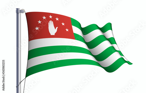 Abkhazia flag state symbol isolated on background national banner. Greeting card National Independence Day of the republic of Abkhazia. Illustration banner with realistic state flag.