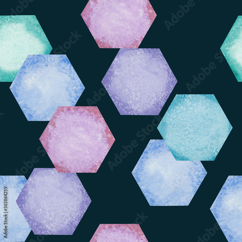 hexagons seamless pattern on a dark background