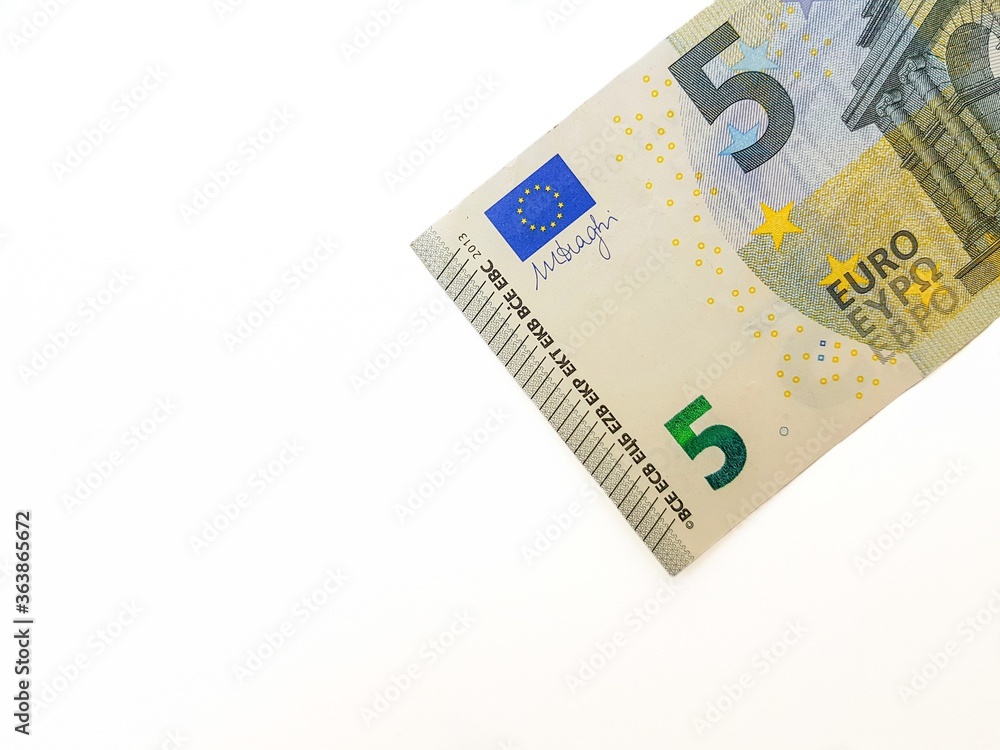 Euro banknotes on a white background. Paper money. Euro banknotes on a white background. Paper money.