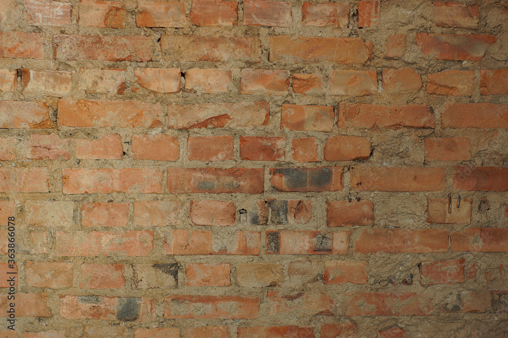 Fototapeta premium Old red brick wall in the house