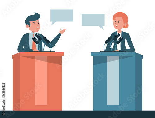 Two candidates on discussion, presidential election in USA