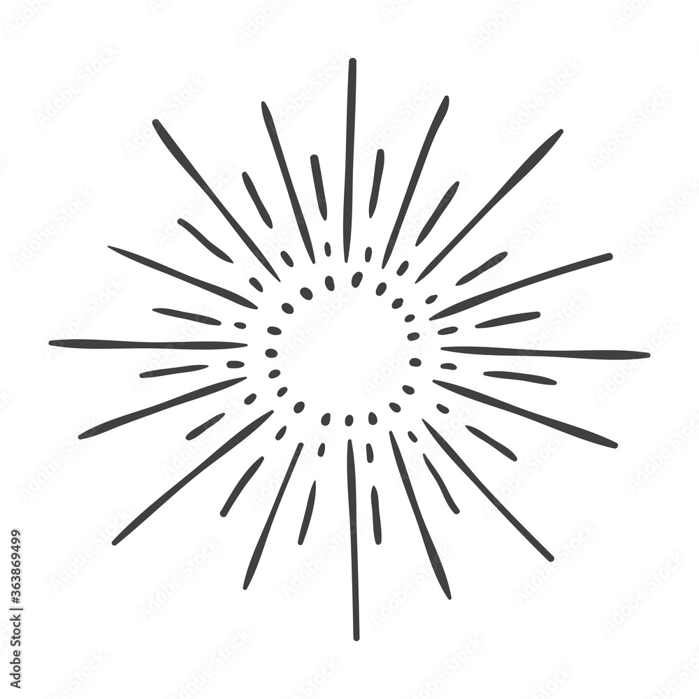 sun burst doodle isolated on white