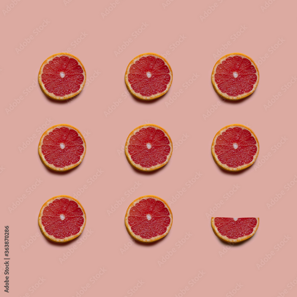 Grapefruit pattern on pastel background. Fresh fruit. Grapefruit isolated on pastel background. Grapefruit pattern on pastel background. Fresh fruit. Grapefruit isolated on pastel background.