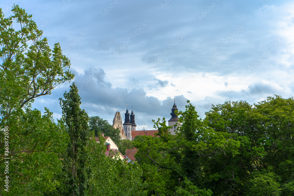 Panorama of Visby town. From medieval city walls. Gotland. Sweden