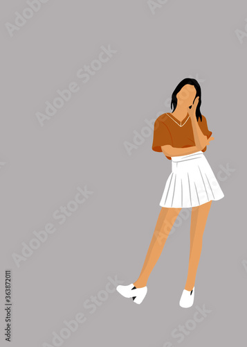 illustration vector, young modeling poses with background gray