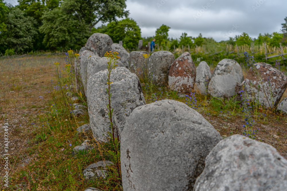 The Gannarves stone Ship is a tomb monument from the Bronze Age. Viking culture. Gotland. Sweden