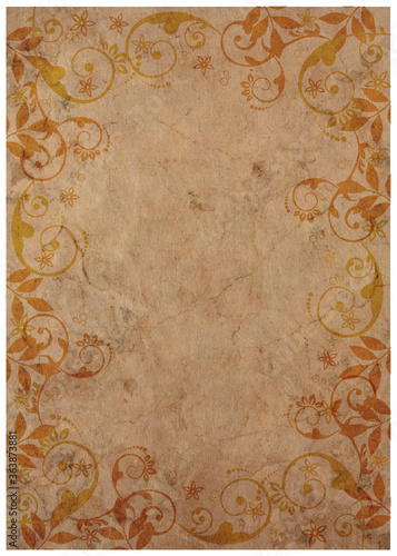 蔓草_レトロ風_古紙背景