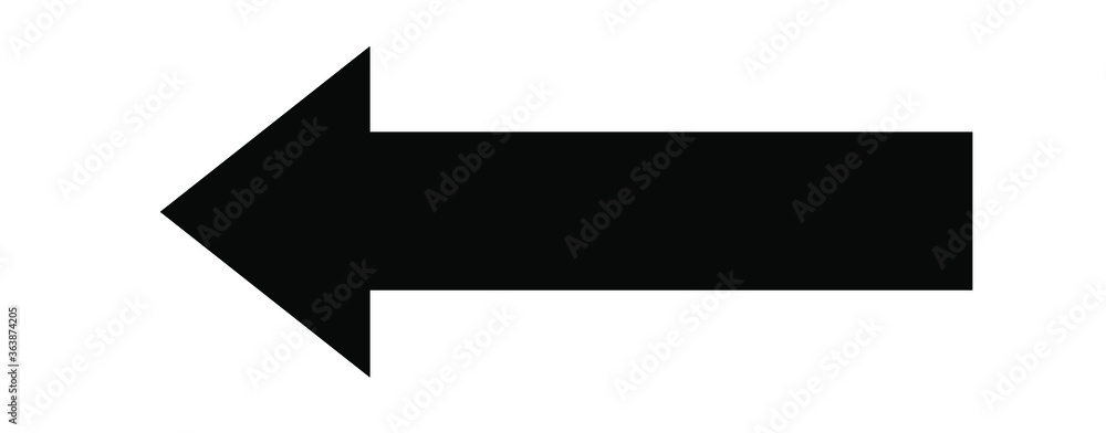 Black large backwards or left pointing solid long arrow icon sketched as vector symbol Black large backwards or left pointing solid long arrow icon sketched as vector symbol