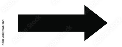Black large forward or right pointing solid long arrow icon sketched as vector symbol	