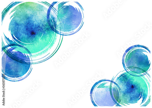 和風_水彩ブルー_筆模様