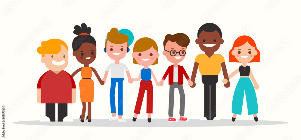 Group of diverse people holding hands together illustration. Group of diverse people holding hands together illustration.
