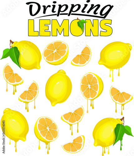 Summer Fresh Dripping Lemons in Vector graphics. Scale, rearrange, make patterns. The possibilities are endless.