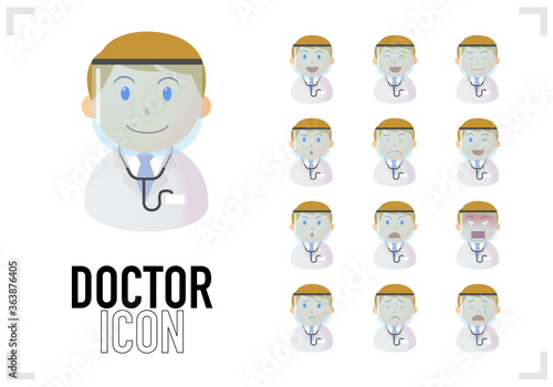 A set of vector illustrations of the doctor's bust-up icon