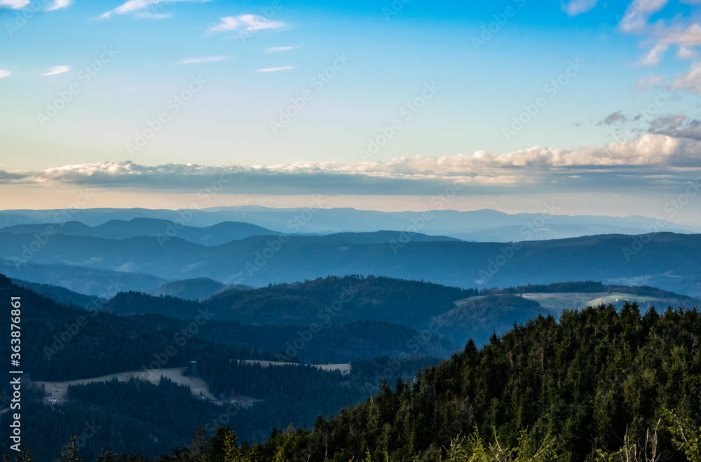 Overlooking mountain ranges landscape, Baden, Germany