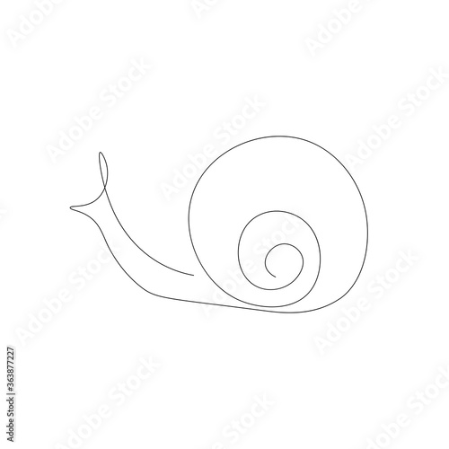 Snail animal silhouette one line drawing, vector illustration