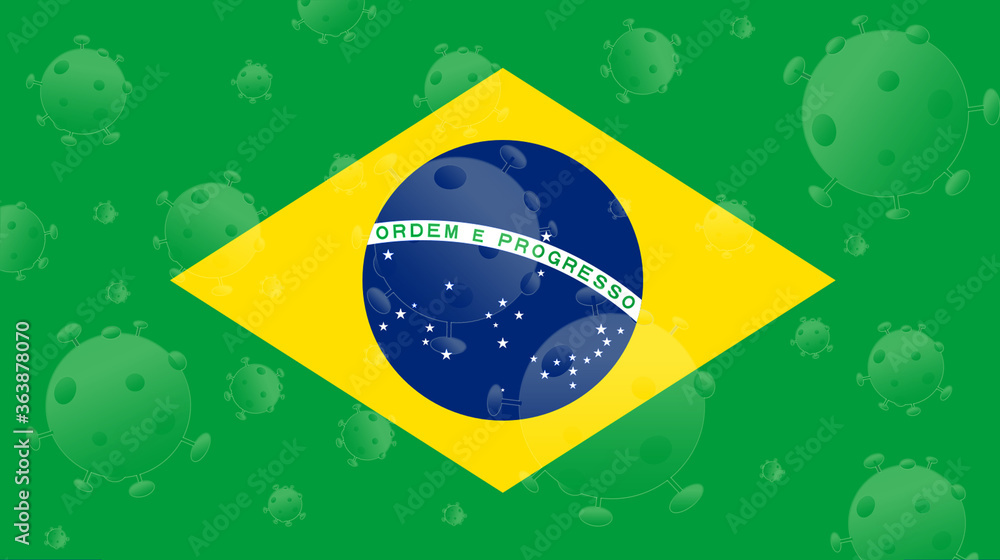Obraz premium Coronavirus: flag with blood of Brazil