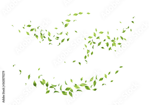 Flying green leaves