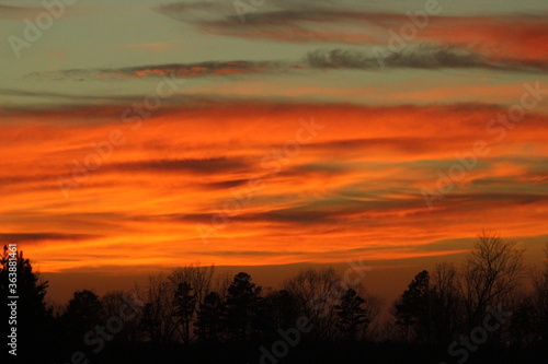 Sunset over the field