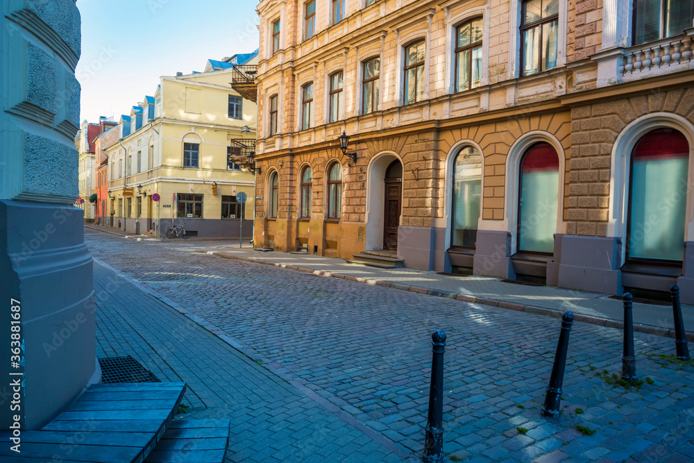 Naklejka premium Deserted city street. Europe.