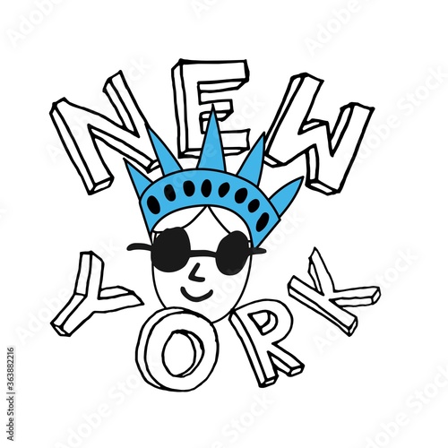 New York city. The inscription with the statue of liberty in black glasses.