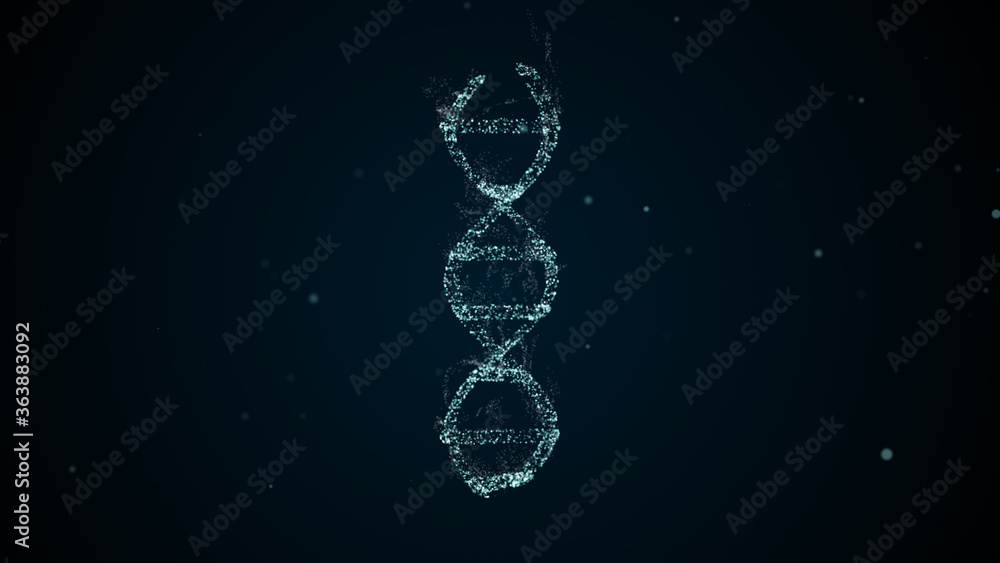 Abstract glittering DNA helix with depth of field over dark space background. Abstract glittering DNA helix with depth of field over dark space background.