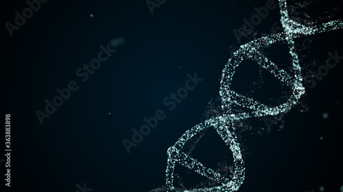 Artificial dna structure with shining light particles