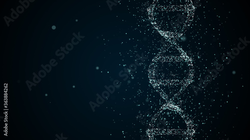 Artificial dna structure with shining light particles