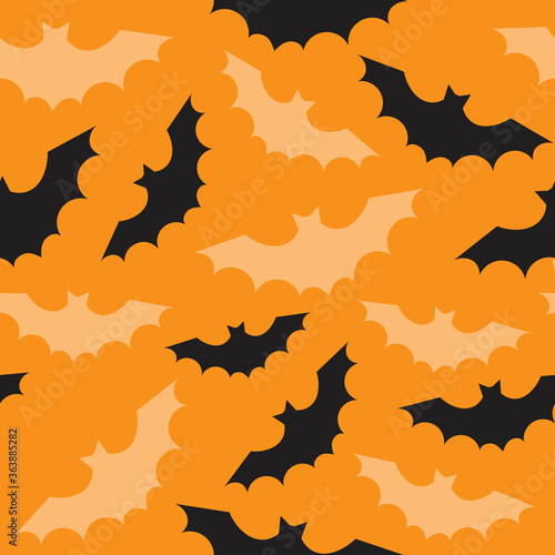 Bats seamless pattern as background or texture, flat vector stock illustration with monsters silhouettes for printing on wrapping paper