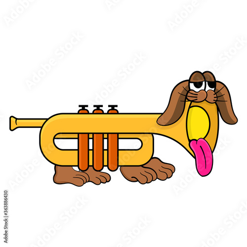 cute emoticon trumpet cartoon character