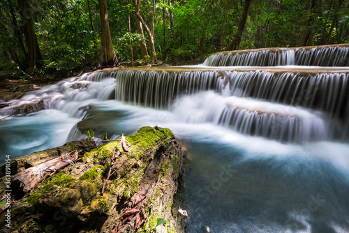 Huay Mae Khamin waterfall in tropical forest  Thailand 